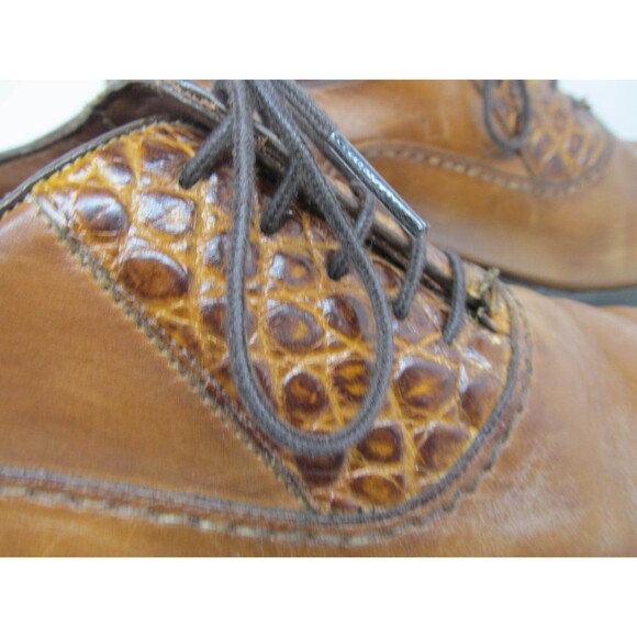 Belvedere Mens Handmade Brown Leather And Genuine Alligator Oxfords Size US 13 D main image 4